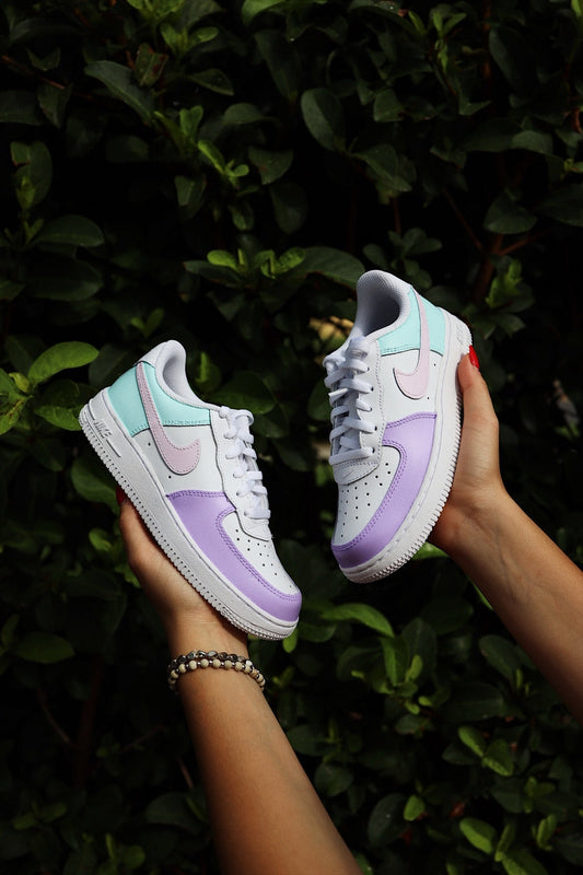 Low-Top Leather Sneaker Custom Kids Shoes Pink Lavender Mint Hand Painted