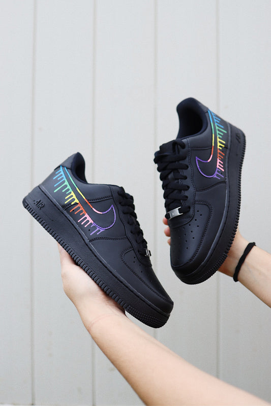 Low-Top Leather Sneaker Rainbow Drip
