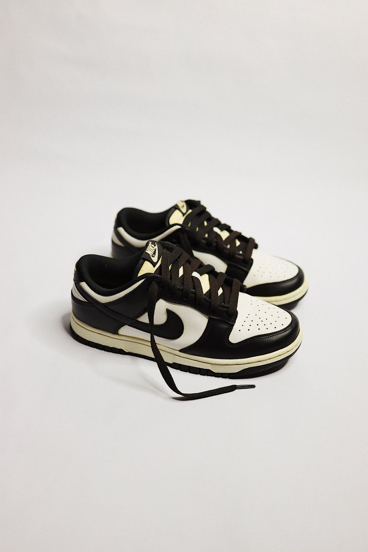 Aged Low-Top Court Sneaker Panda "Cooked" Black Cream Beige Low-Top Leather Sneaker Unisex