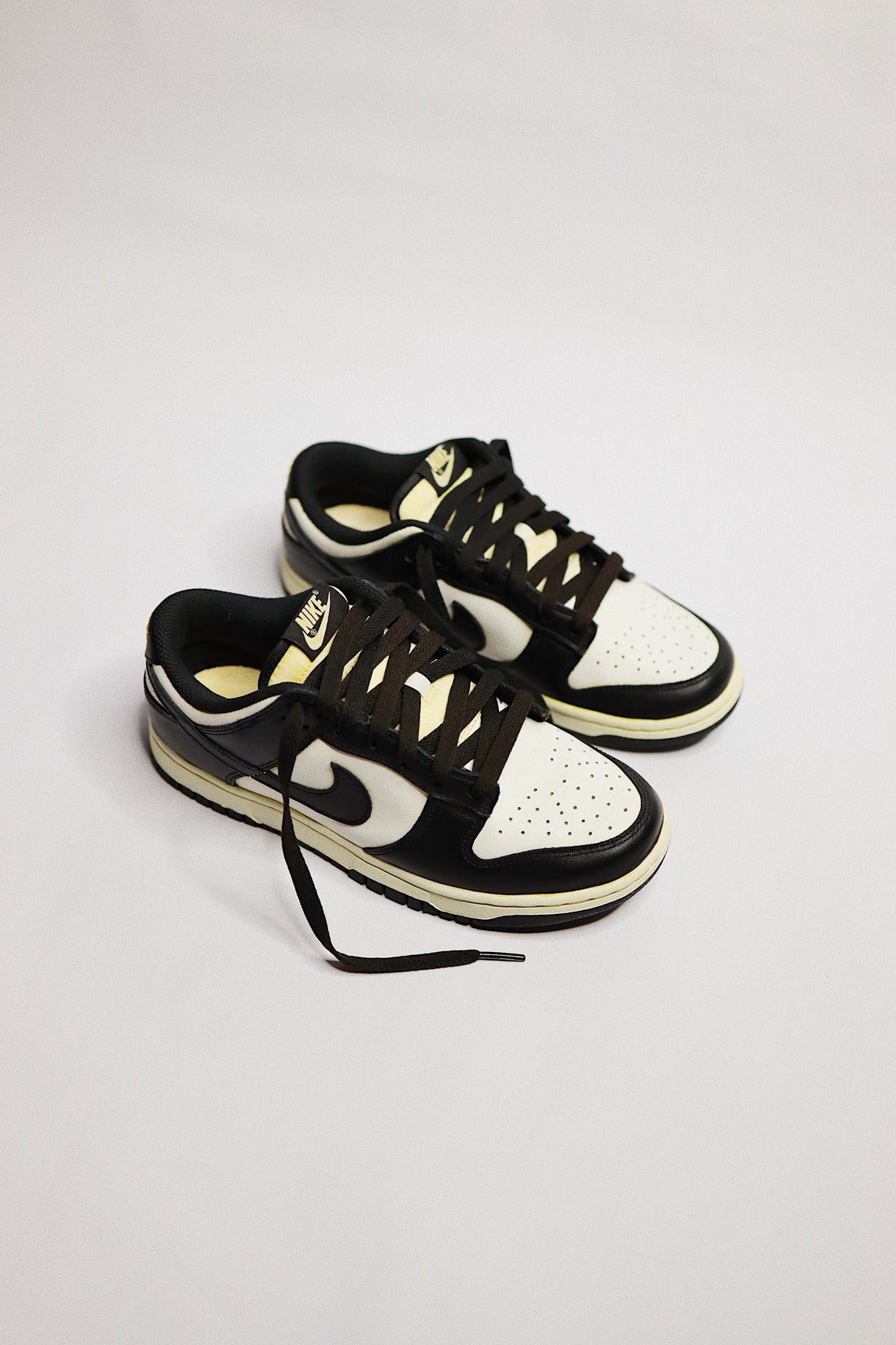 Aged Low-Top Court Sneaker Panda "Cooked" Black Cream Beige Low-Top Leather Sneaker Unisex