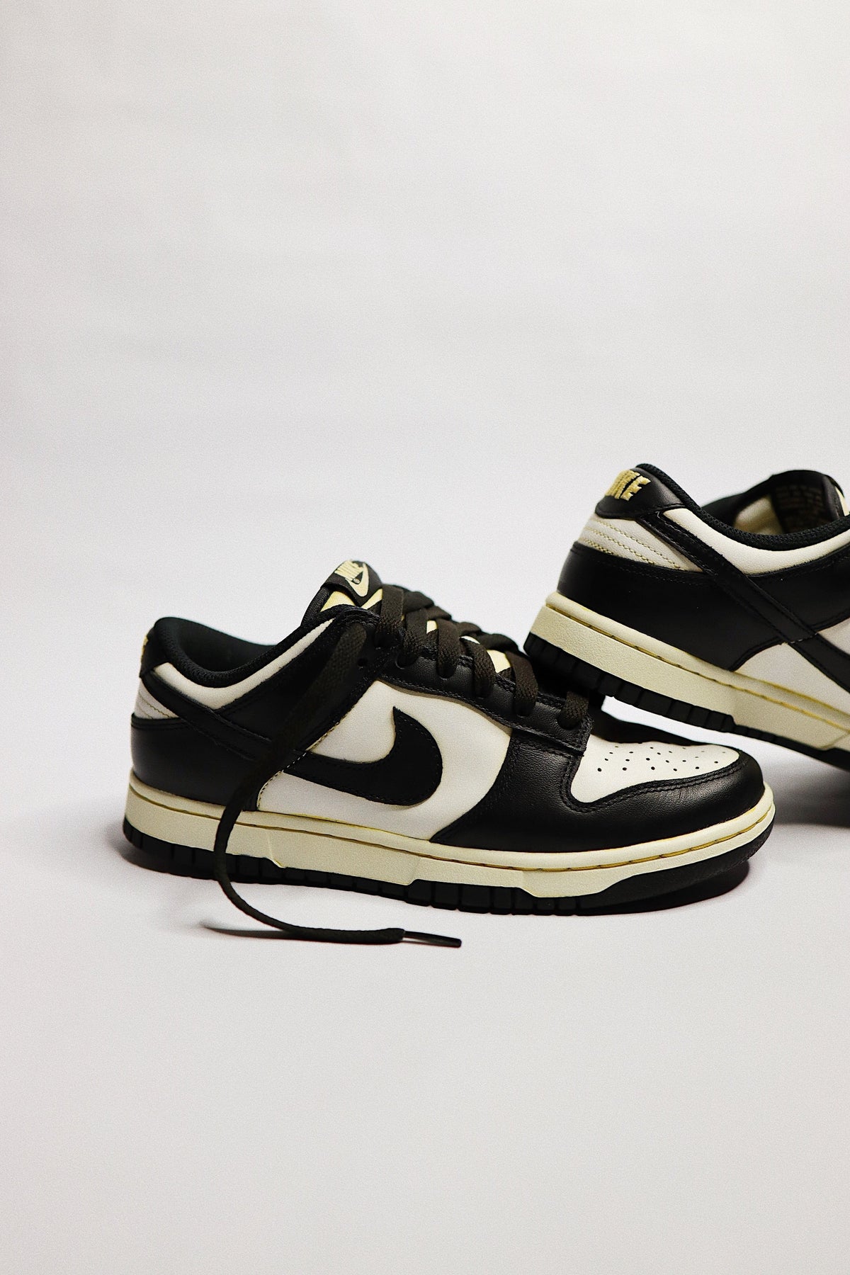 Aged Low-Top Court Sneaker Panda "Cooked" Black Cream Beige Low-Top Leather Sneaker Unisex