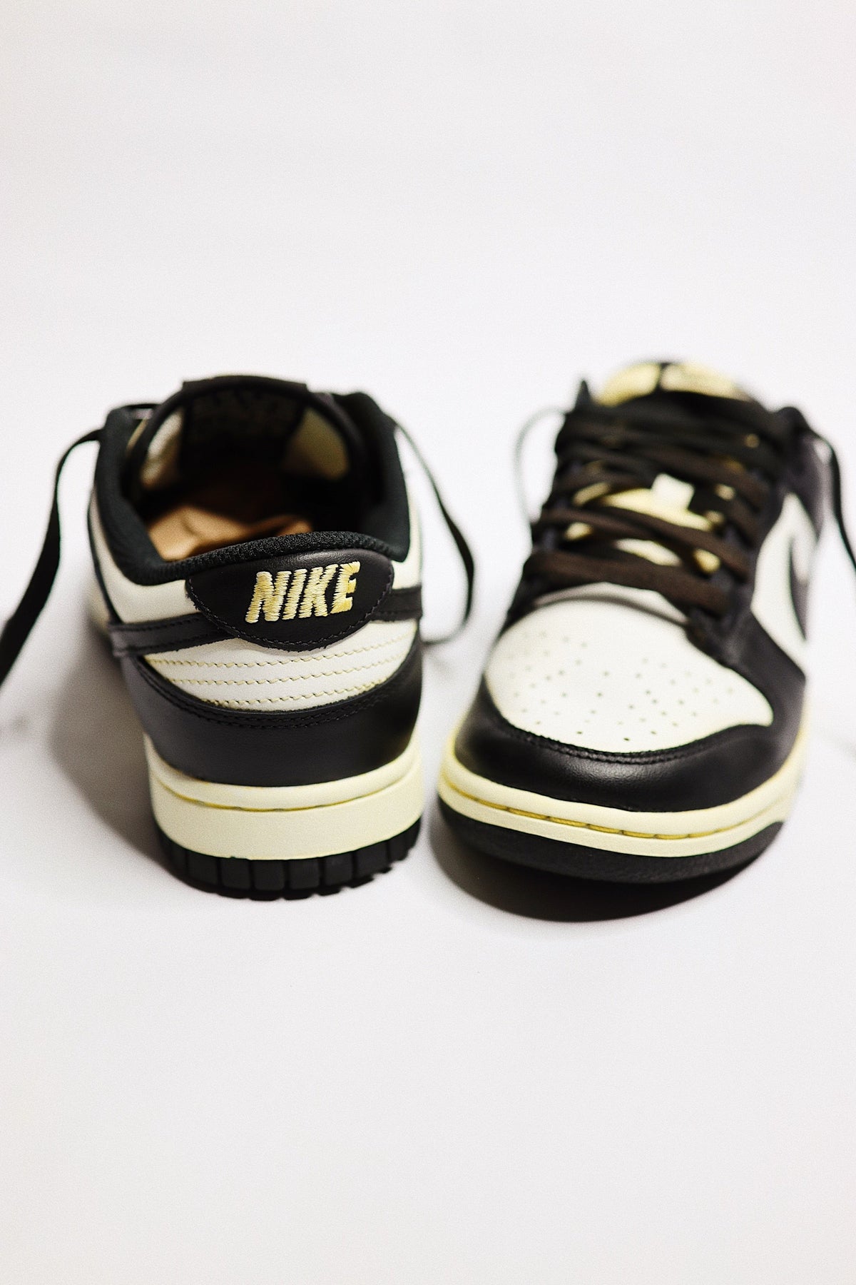 Aged Low-Top Court Sneaker Panda "Cooked" Black Cream Beige Low-Top Leather Sneaker Unisex