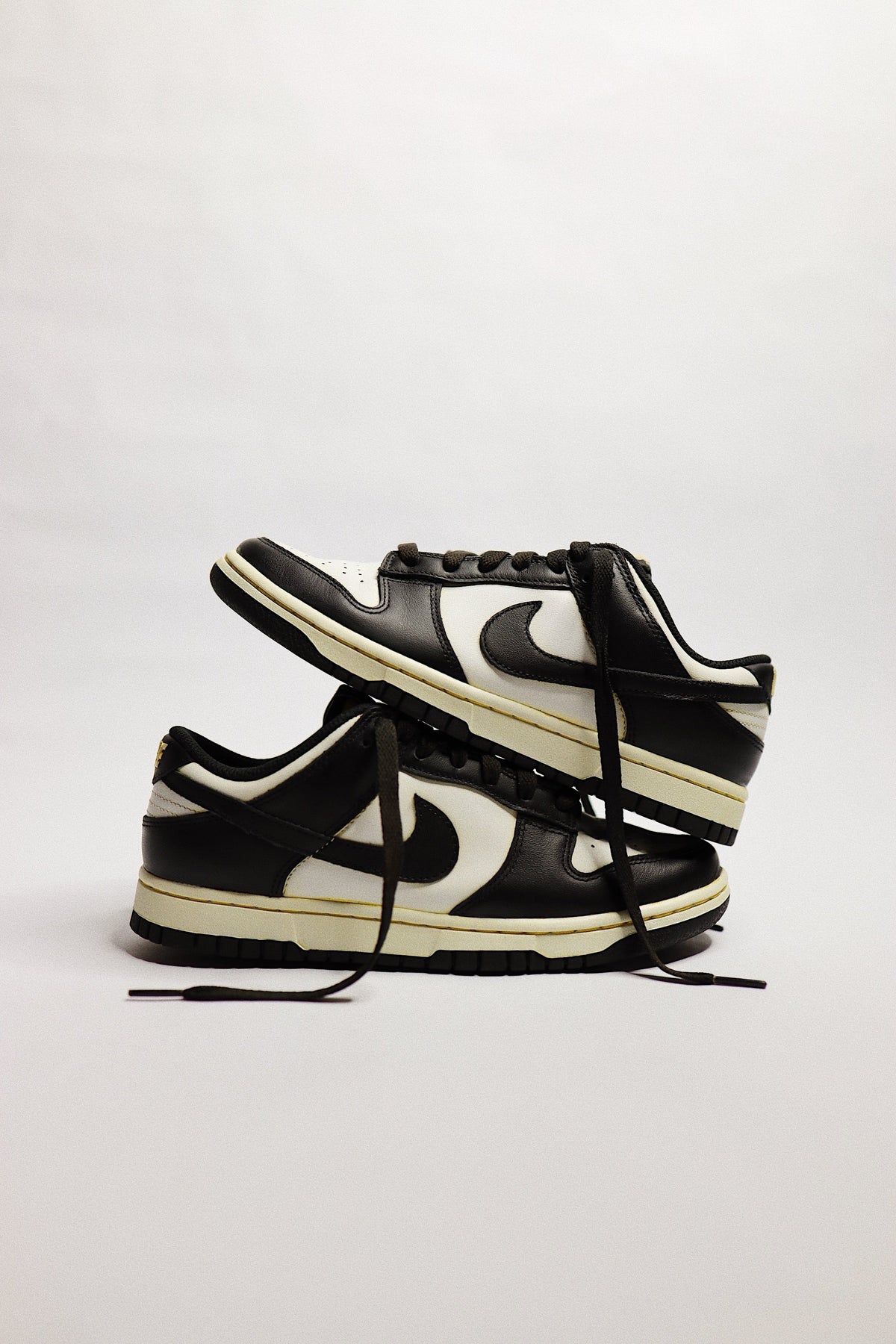 Aged Low-Top Court Sneaker Panda "Cooked" Black Cream Beige Low-Top Leather Sneaker Unisex