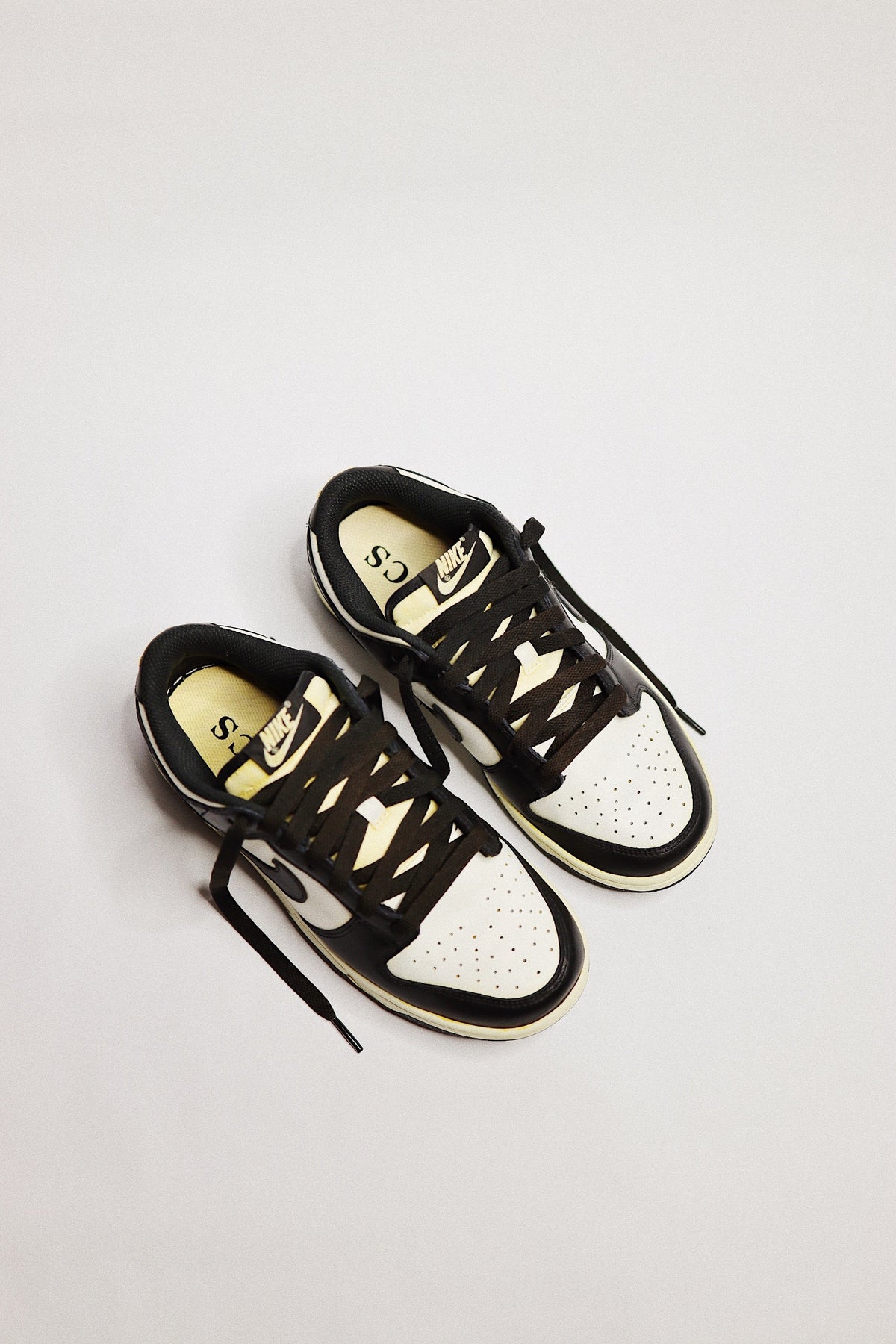 Aged Low-Top Court Sneaker Panda "Cooked" Black Cream Beige Low-Top Leather Sneaker Unisex