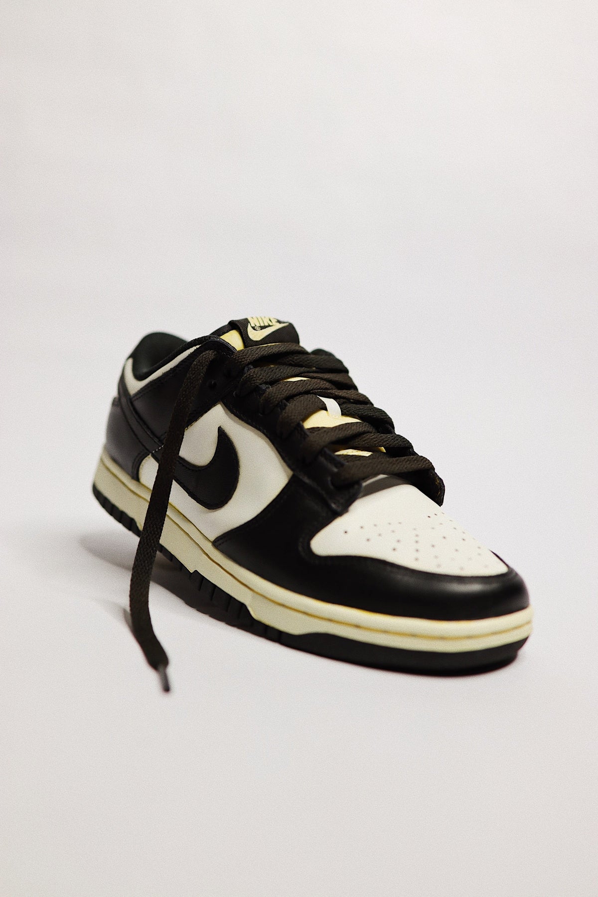 Aged Low-Top Court Sneaker Panda "Cooked" Black Cream Beige Low-Top Leather Sneaker Unisex