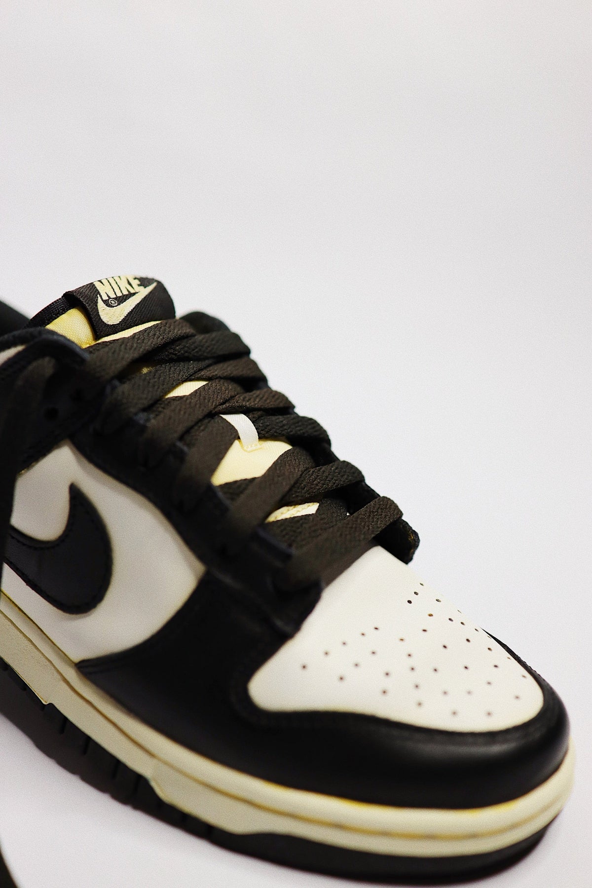 Aged Low-Top Court Sneaker Panda "Cooked" Black Cream Beige Low-Top Leather Sneaker Unisex