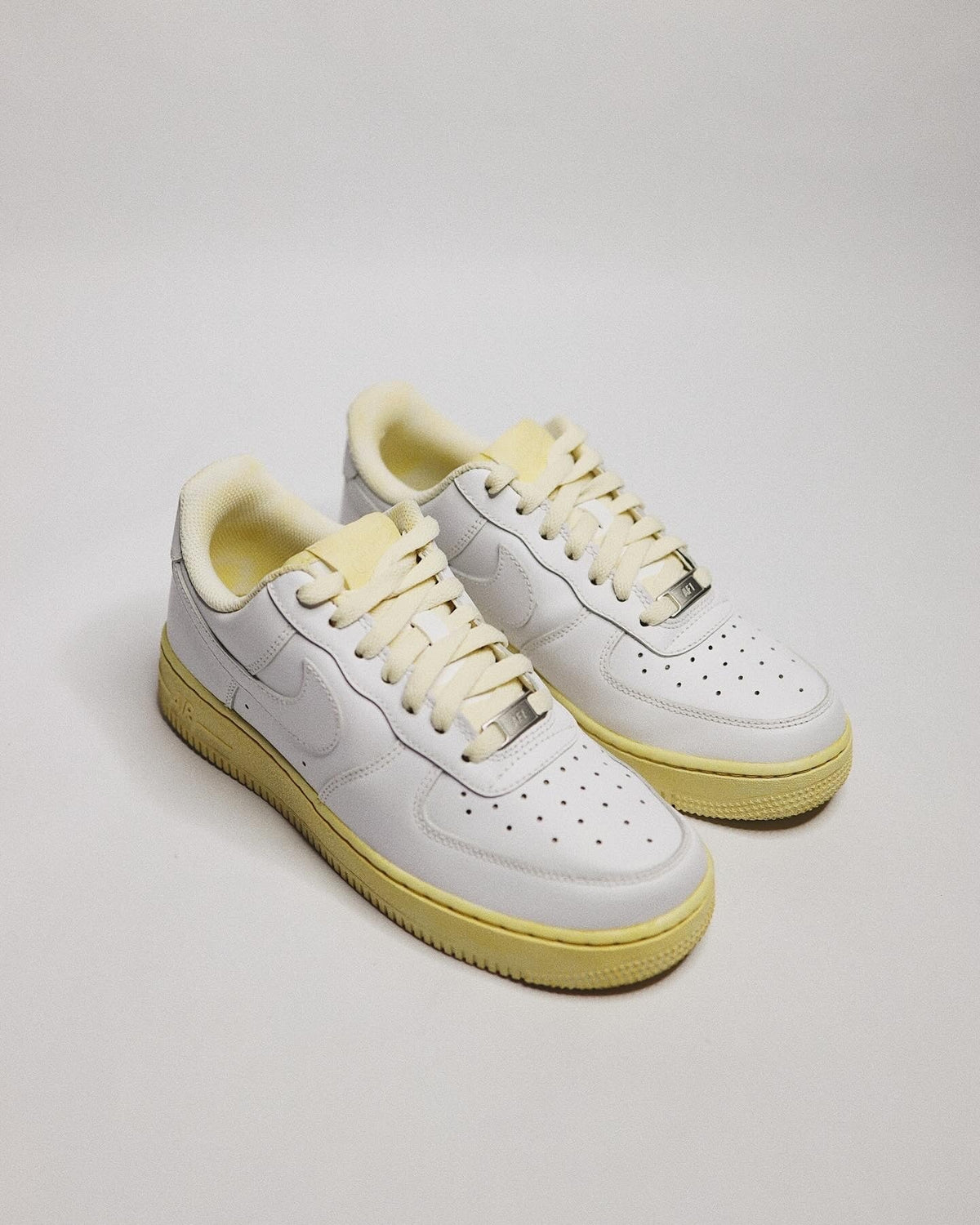 Aged Low-Top Leather Sneaker "Butter" White and Cream Beige Unisex