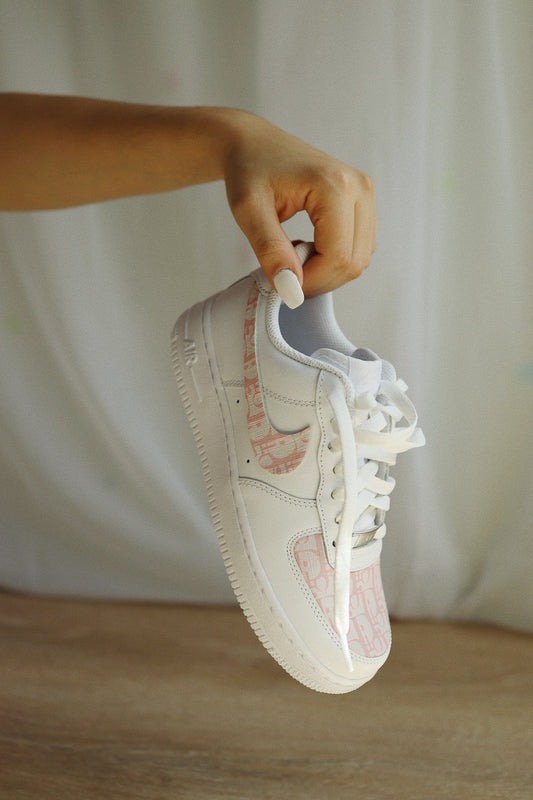 Mono Print Low-Top Leather Sneaker Blush Pink Unisex