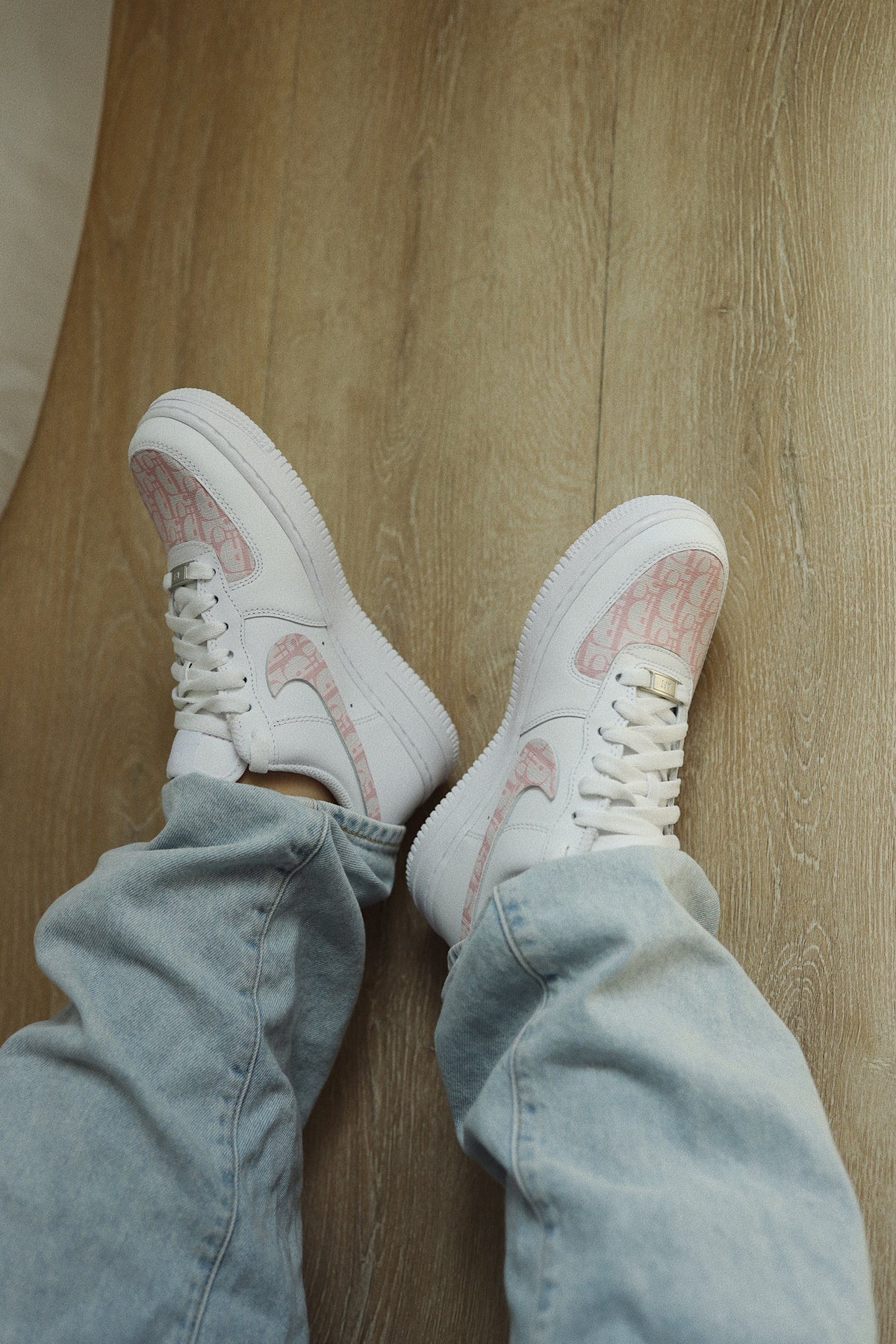 Mono Print Low-Top Leather Sneaker Blush Pink Unisex