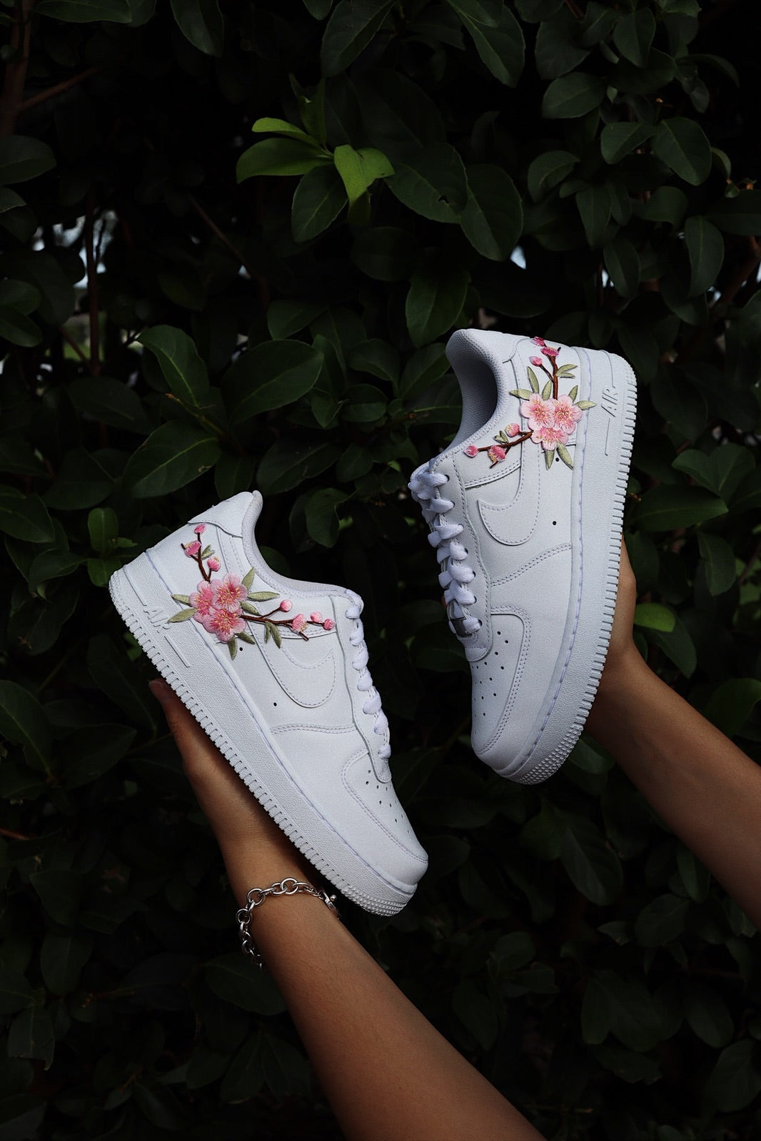Embroidered Blossom Flower Patch Custom Low-Top Leather Sneaker