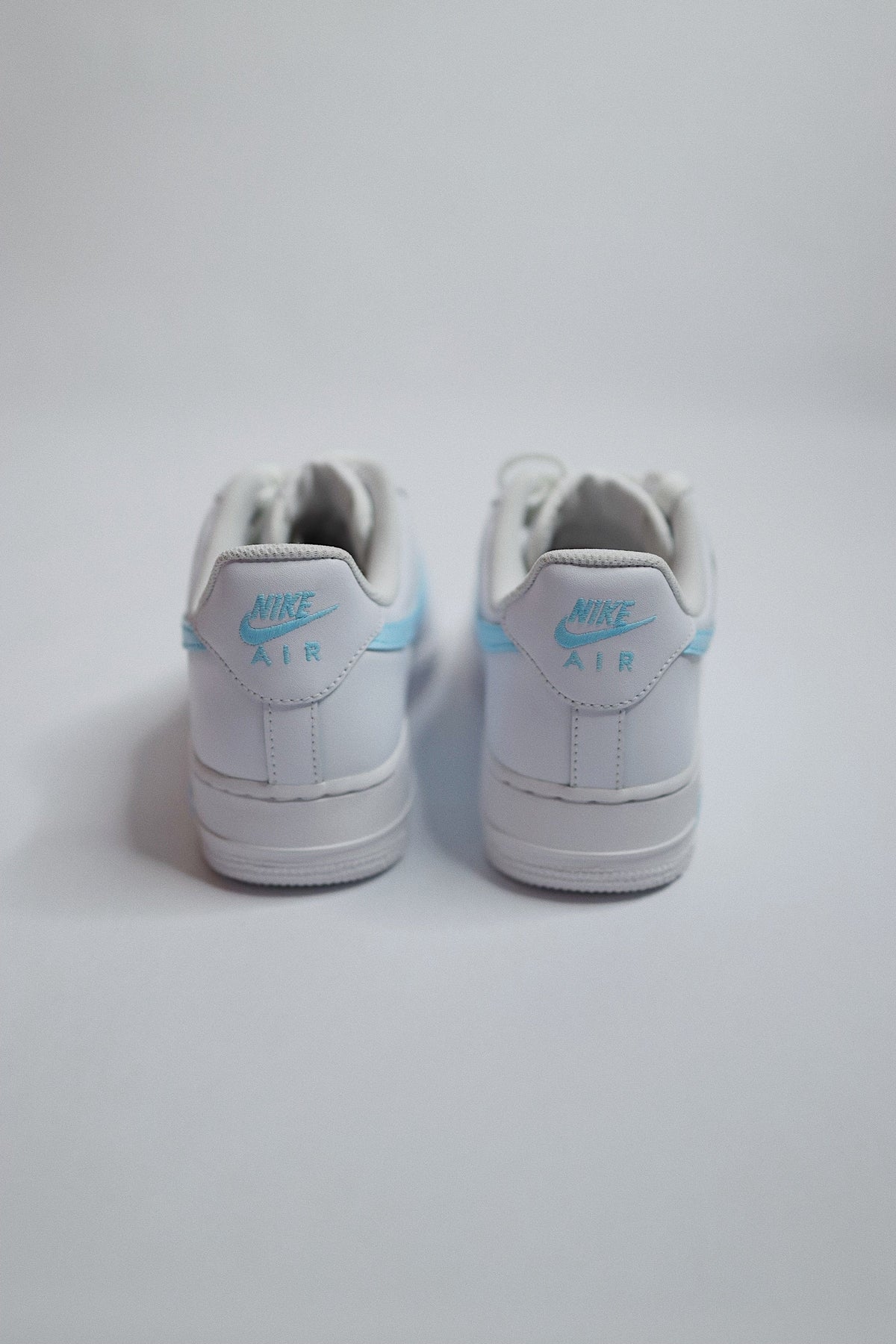 Low-Top Leather Sneaker Blue Side Stripe Butterflies — Sample Pair