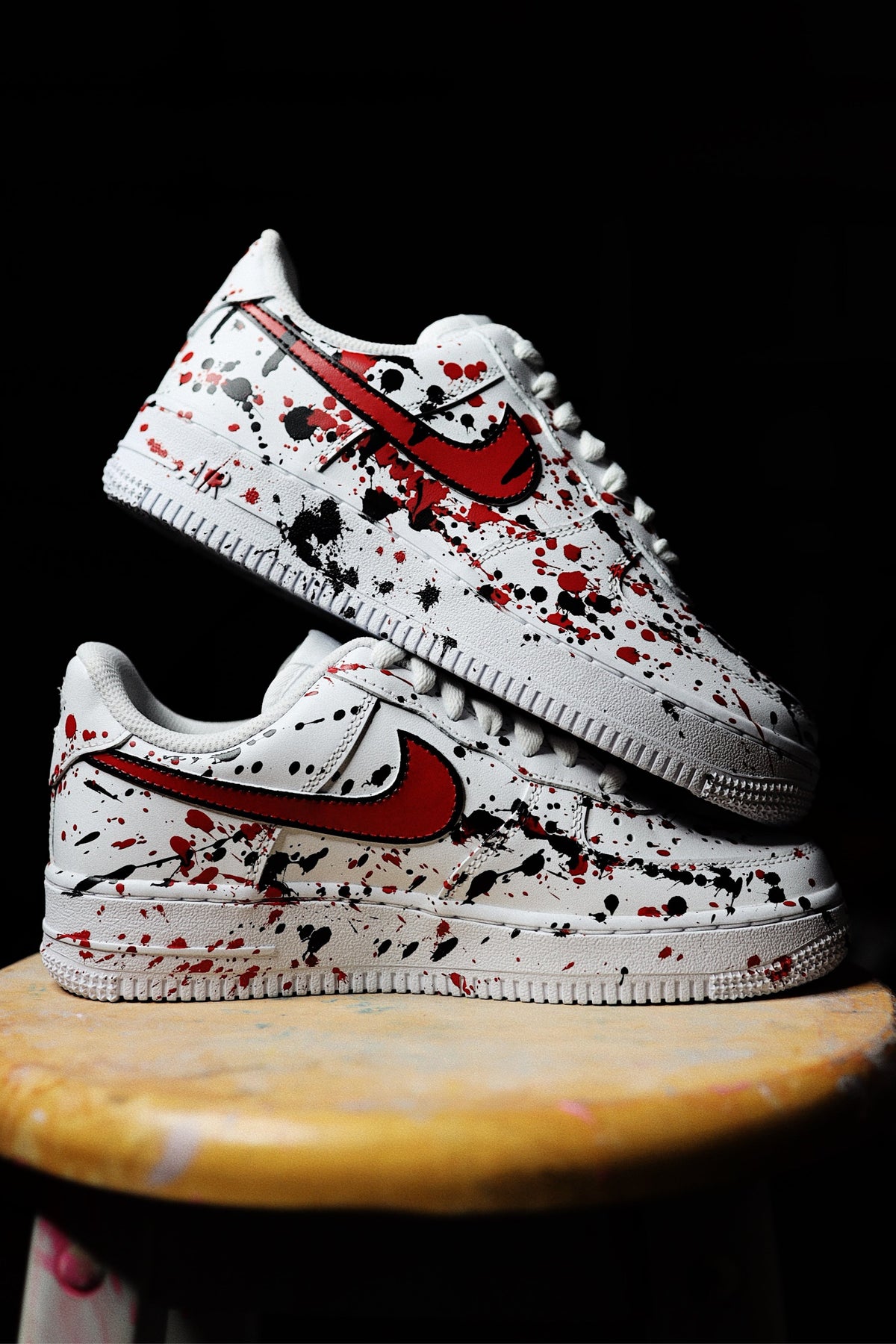 Low-Top Leather Sneaker Drip Splatter