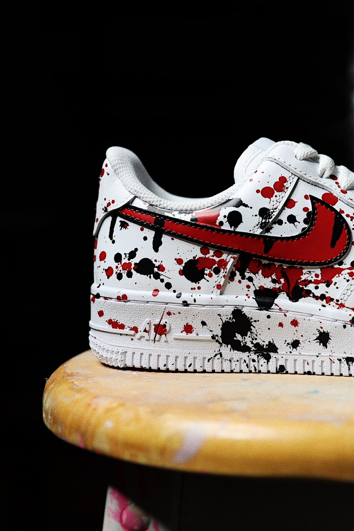 Low-Top Leather Sneaker Drip Splatter