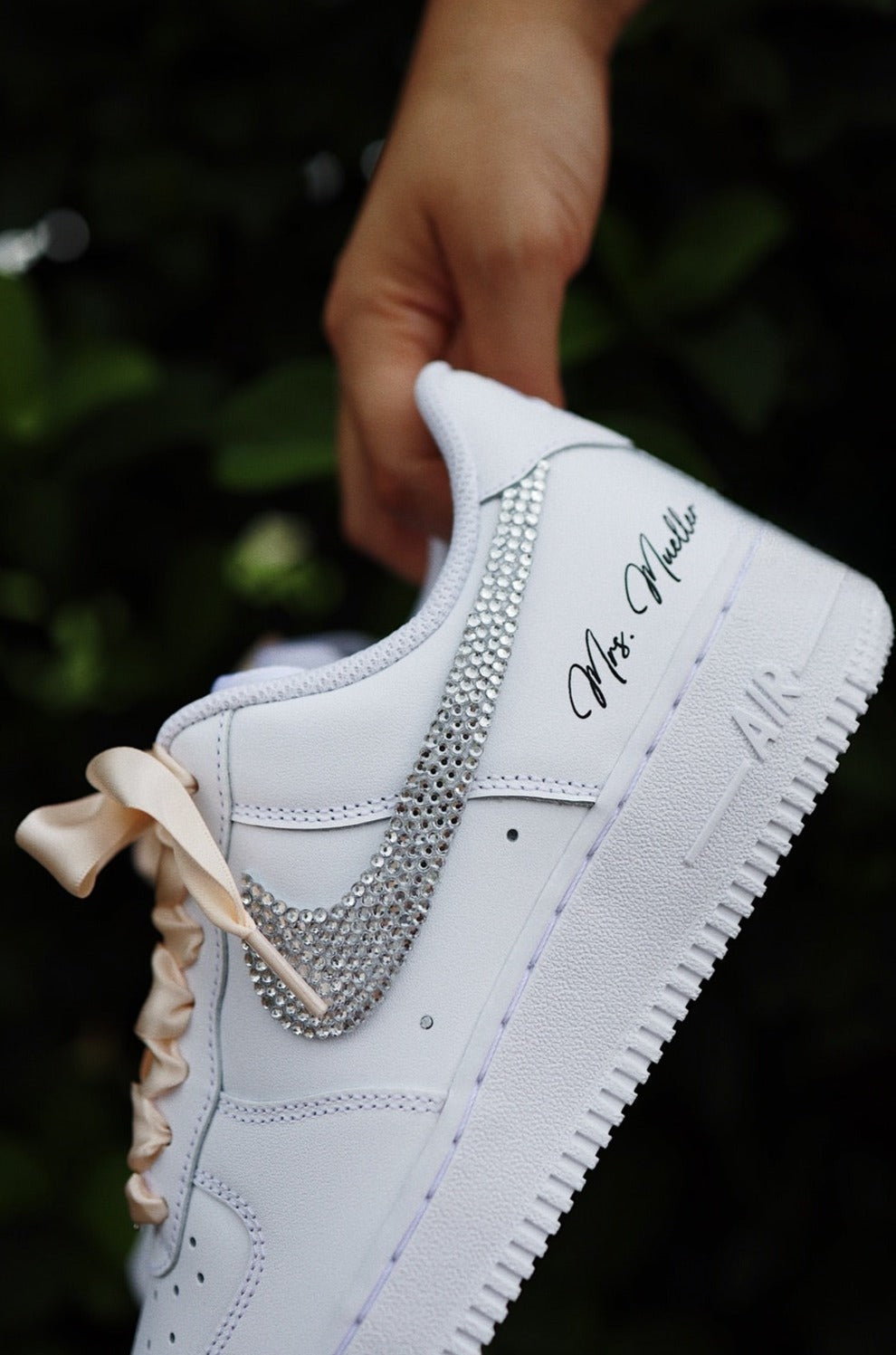 Low-Top Leather Sneaker Full Side Stripe Crystals