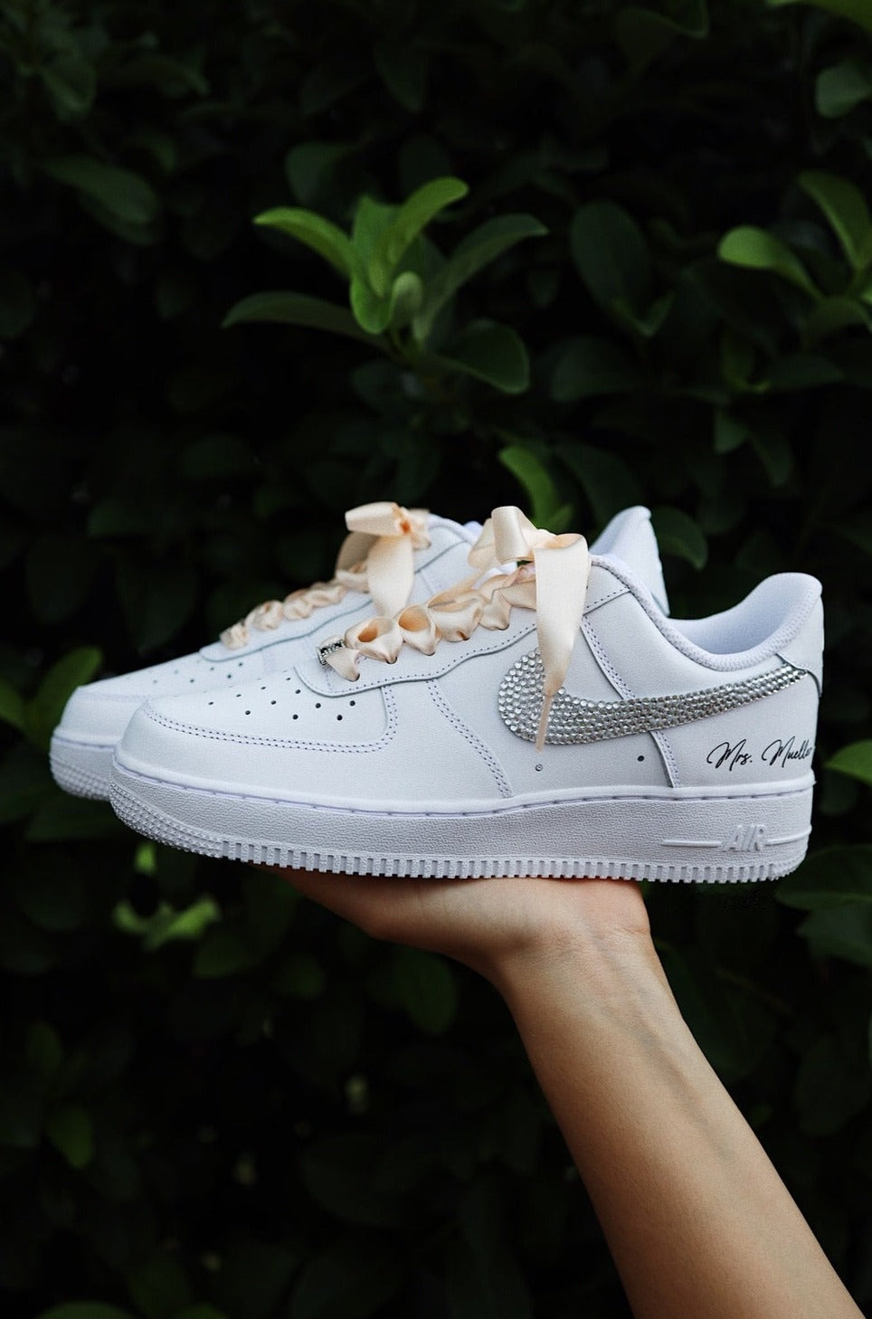 Low-Top Leather Sneaker Full Side Stripe Crystals