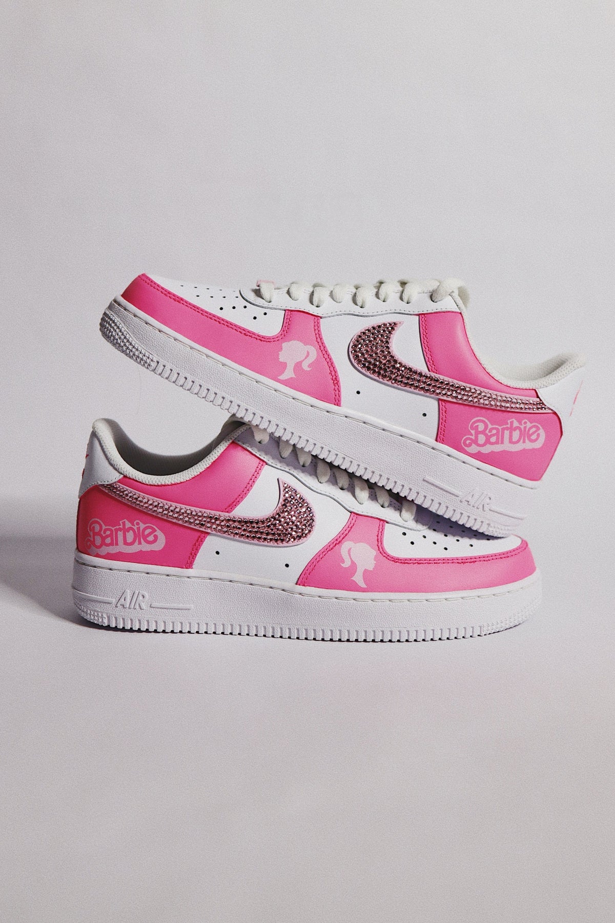 Low-Top Leather Sneaker Hot Pink Bling