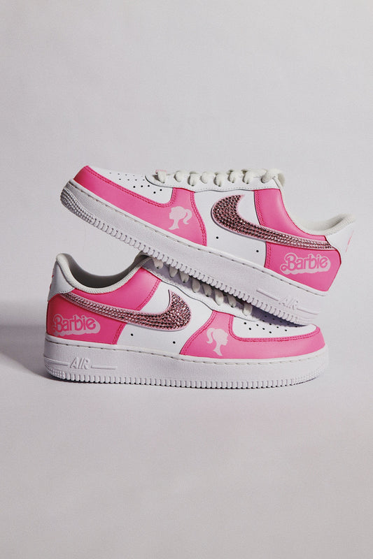 Low-Top Leather Sneaker Hot Pink Bling