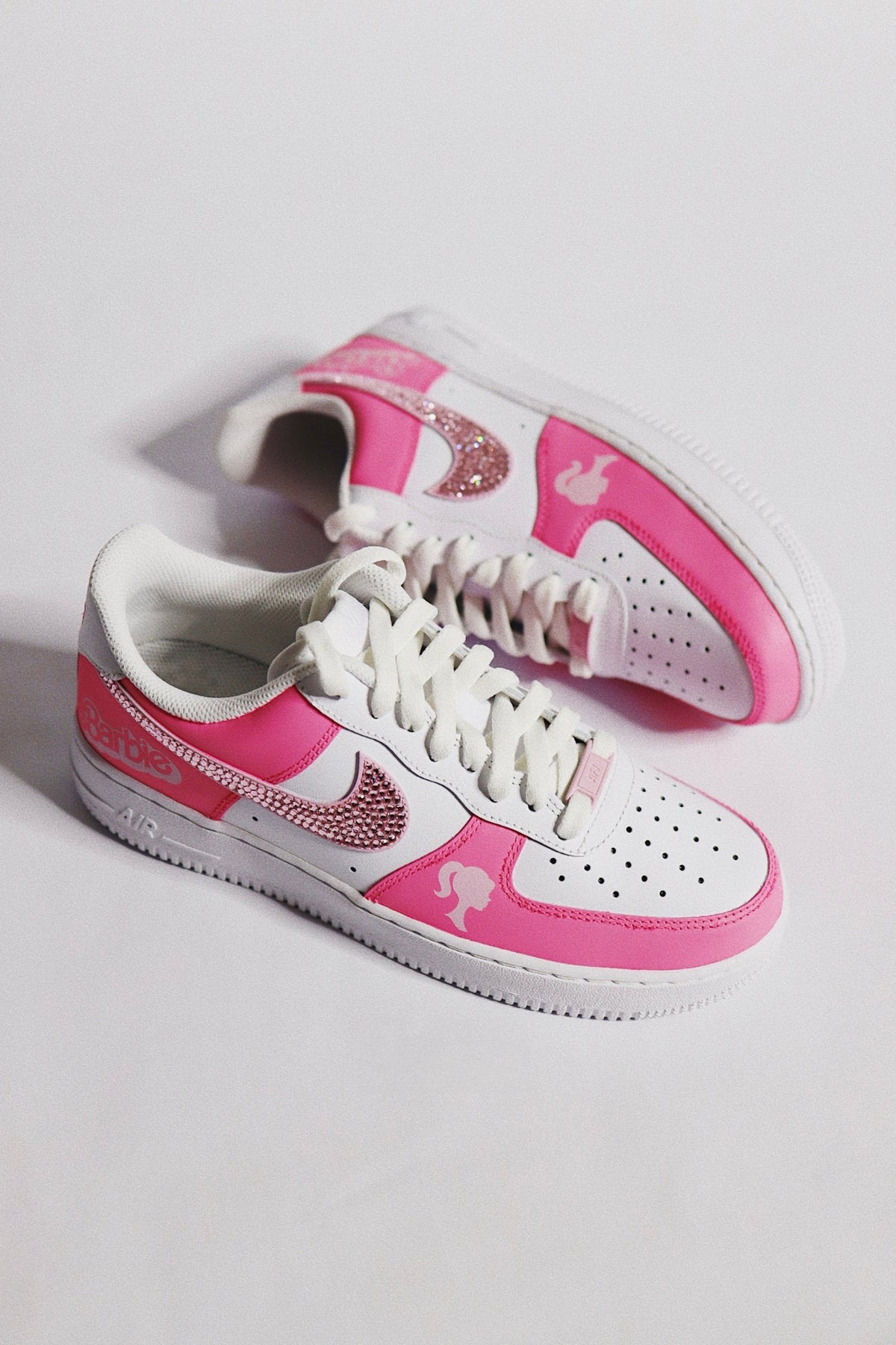 Low-Top Leather Sneaker Hot Pink Bling