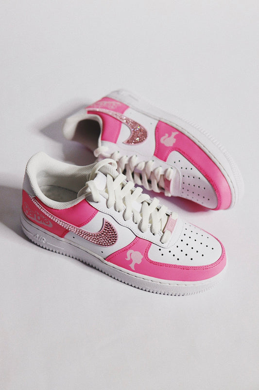 Low-Top Leather Sneaker Hot Pink Bling
