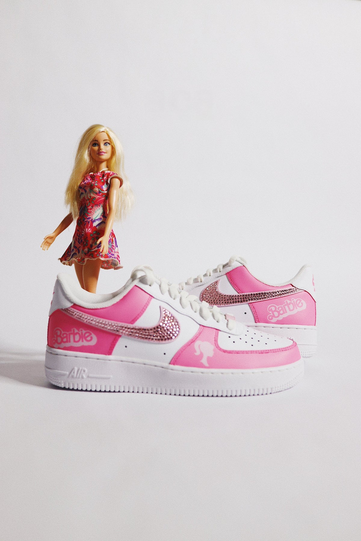Low-Top Leather Sneaker Hot Pink Bling
