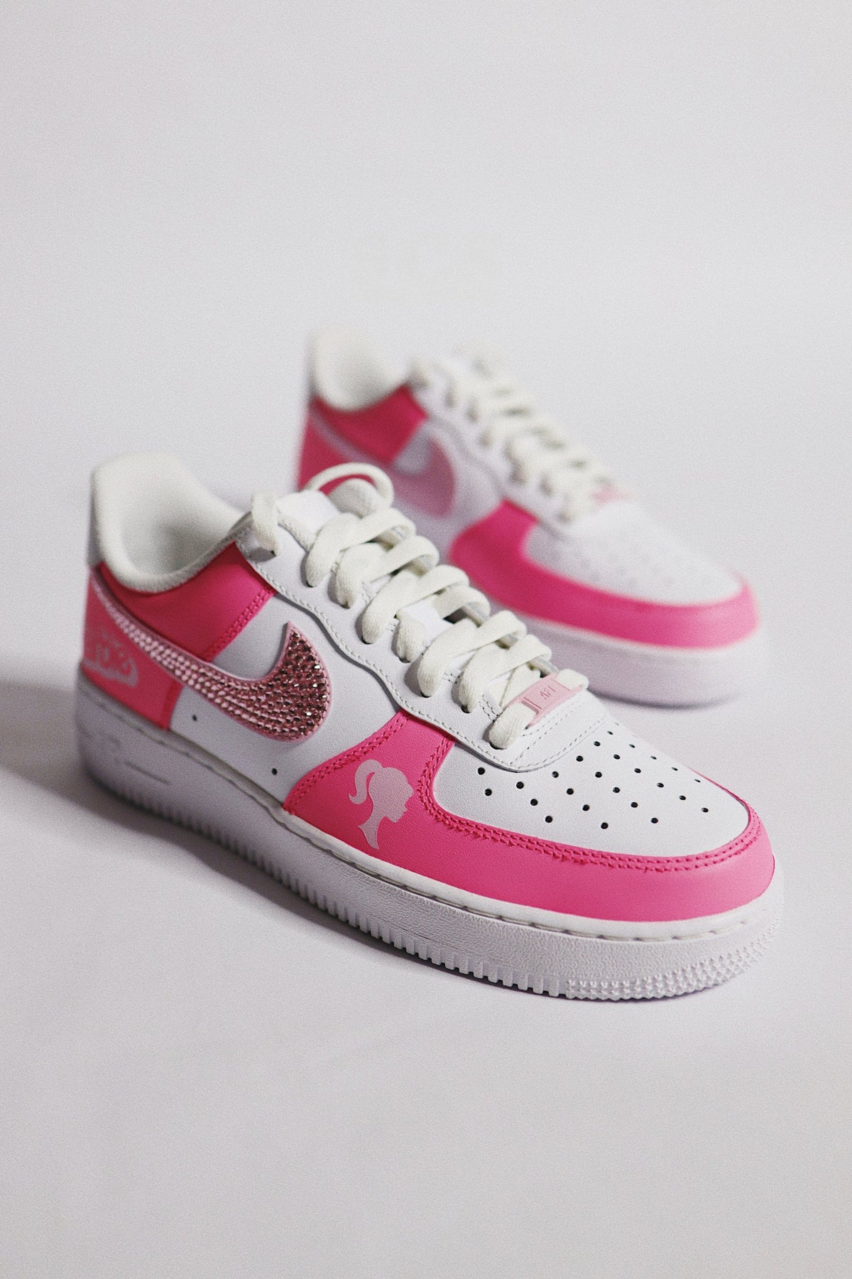 Low-Top Leather Sneaker Hot Pink Bling