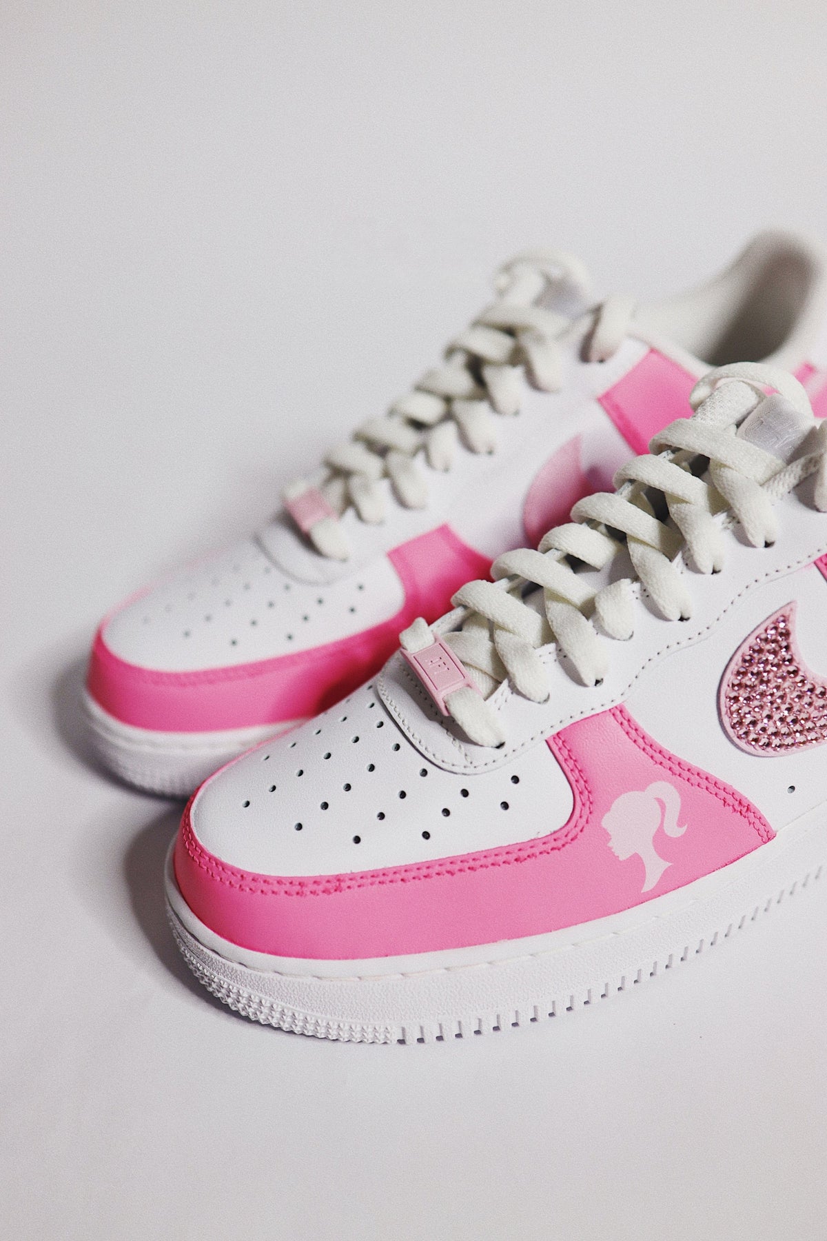 Low-Top Leather Sneaker Hot Pink Bling