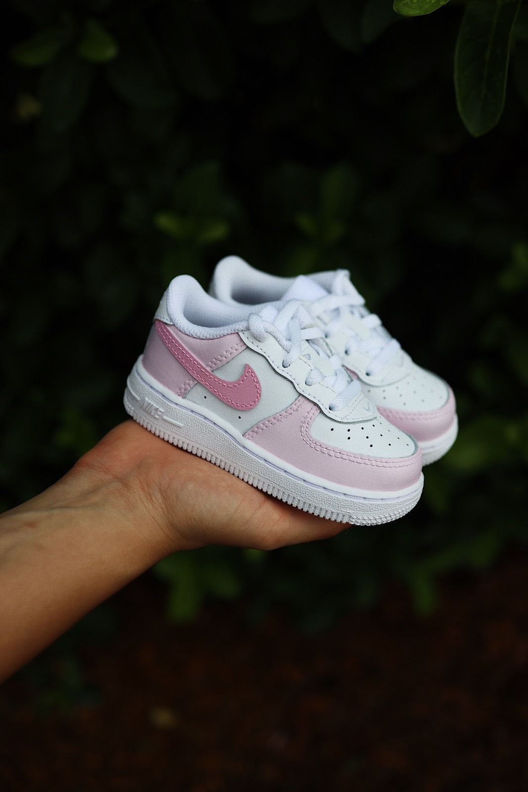 Low-Top Leather Sneaker Custom Kids Shoes Bubblegum Pink Hand Painted