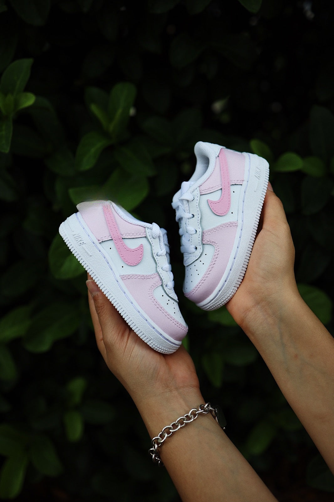 Low-Top Leather Sneaker Custom Kids Shoes Bubblegum Pink Hand Painted