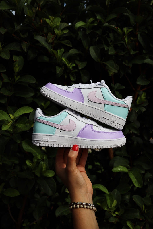 Low-Top Leather Sneaker Custom Kids Shoes Pink Lavender Mint Hand Painted