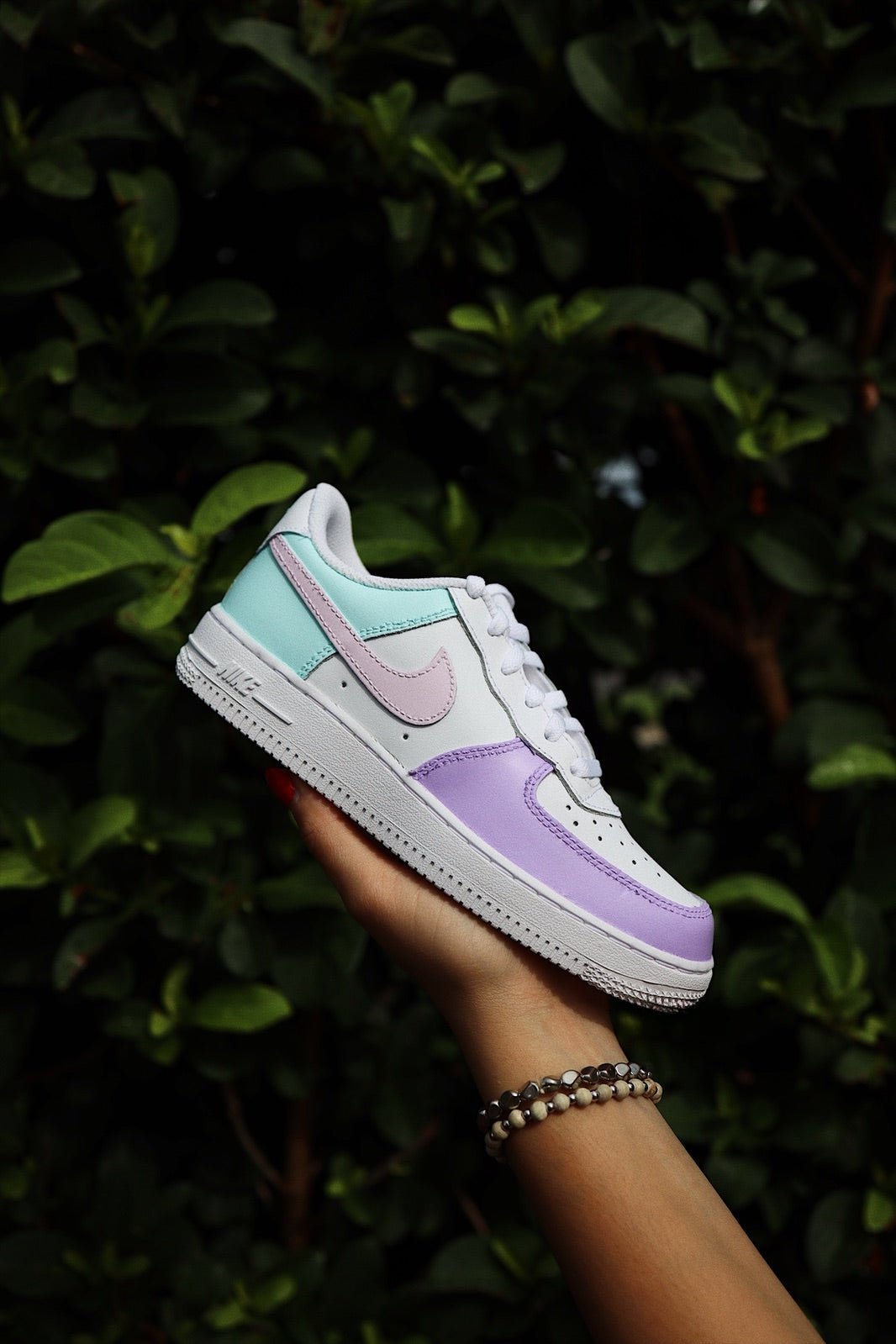 Low-Top Leather Sneaker Custom Kids Shoes Pink Lavender Mint Hand Painted