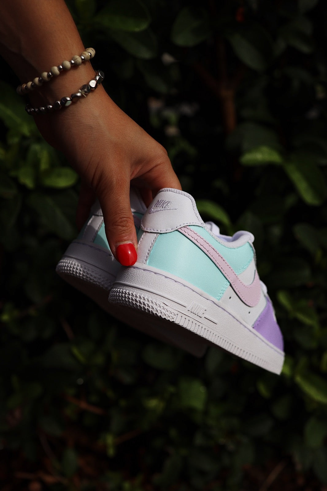 Low-Top Leather Sneaker Custom Kids Shoes Pink Lavender Mint Hand Painted