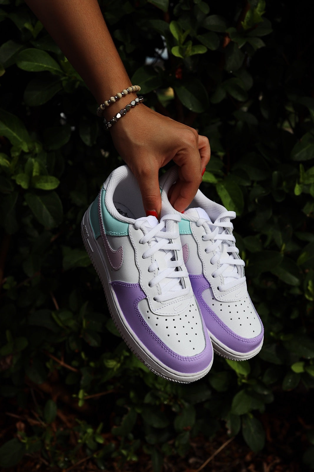 Low-Top Leather Sneaker Custom Kids Shoes Pink Lavender Mint Hand Painted