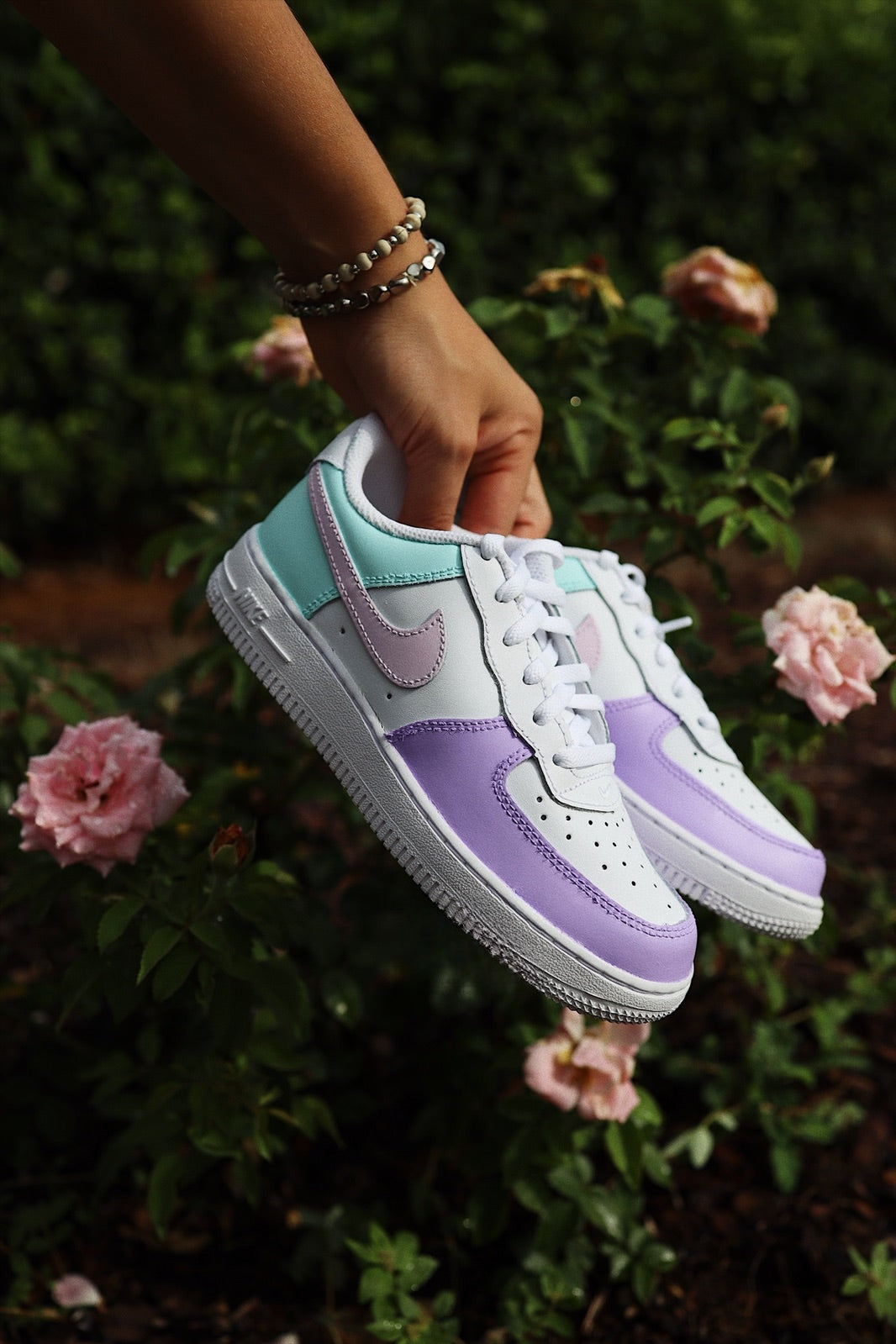 Low-Top Leather Sneaker Custom Kids Shoes Pink Lavender Mint Hand Painted