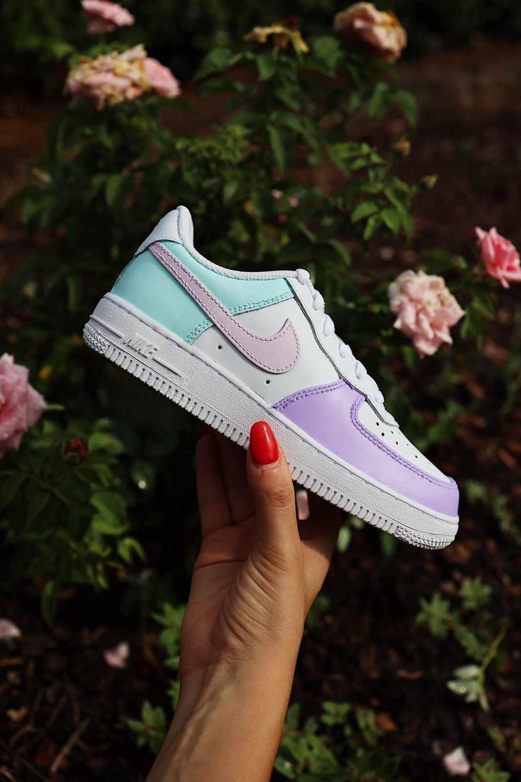 Low-Top Leather Sneaker Custom Kids Shoes Pink Lavender Mint Hand Painted
