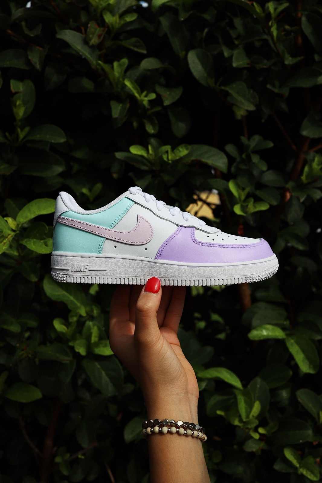 Low-Top Leather Sneaker Custom Kids Shoes Pink Lavender Mint Hand Painted