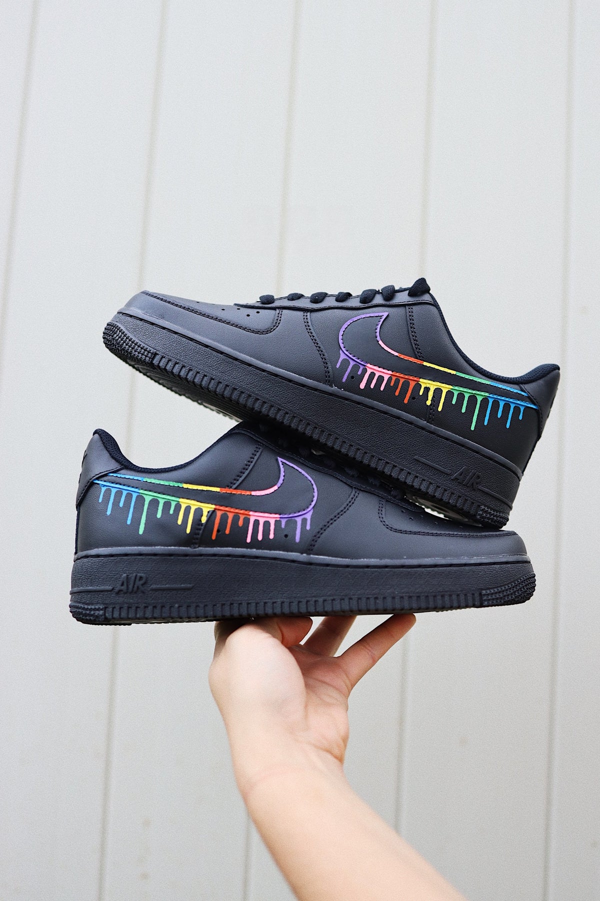 Low-Top Leather Sneaker Rainbow Drip