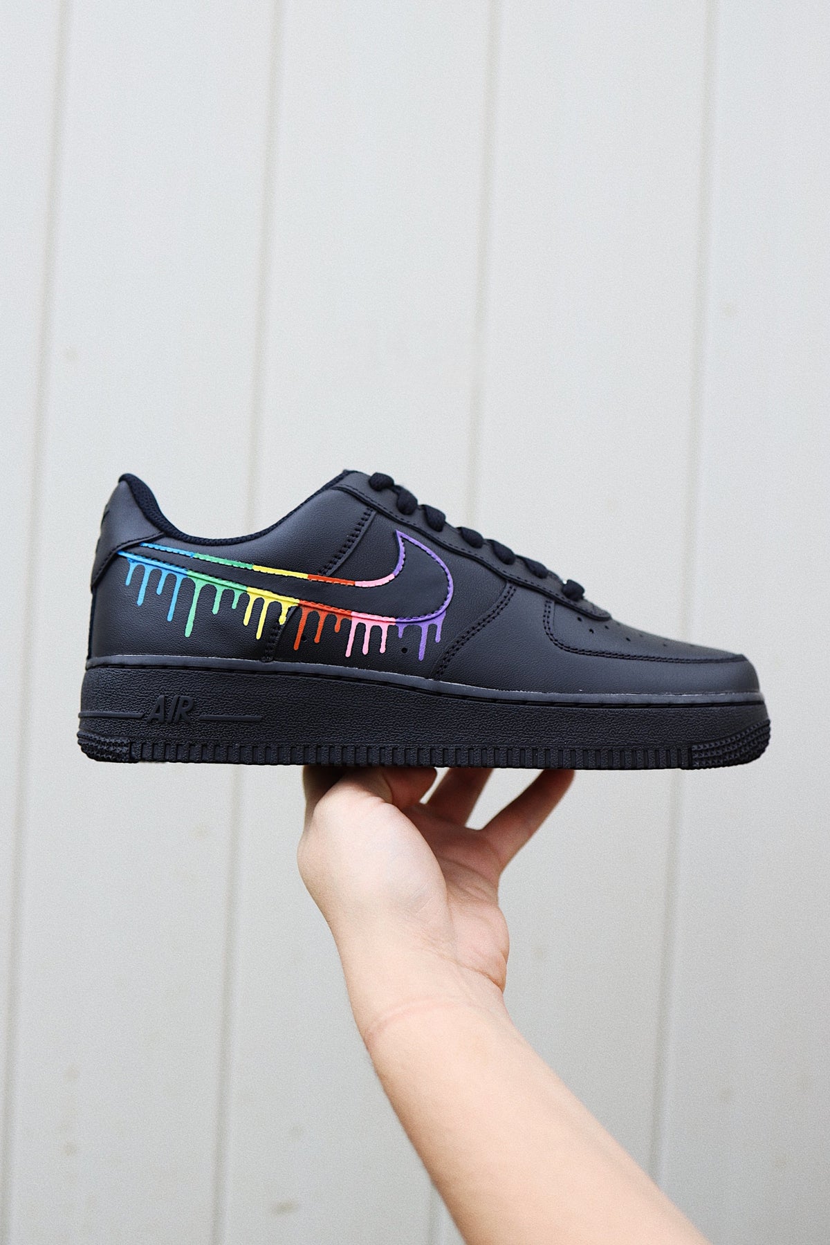 Low-Top Leather Sneaker Rainbow Drip