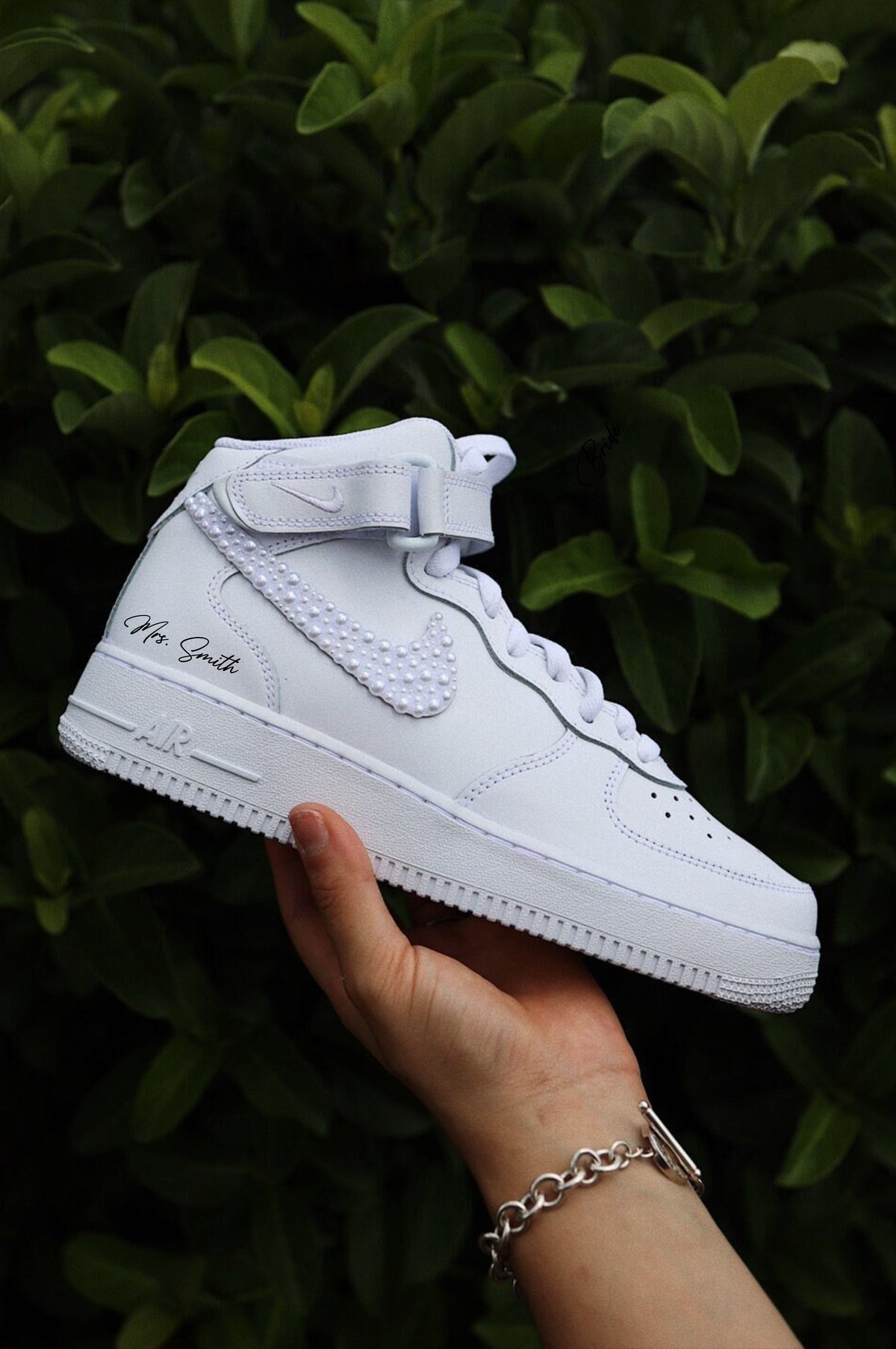 Mid-Top Leather Sneaker Pearls
