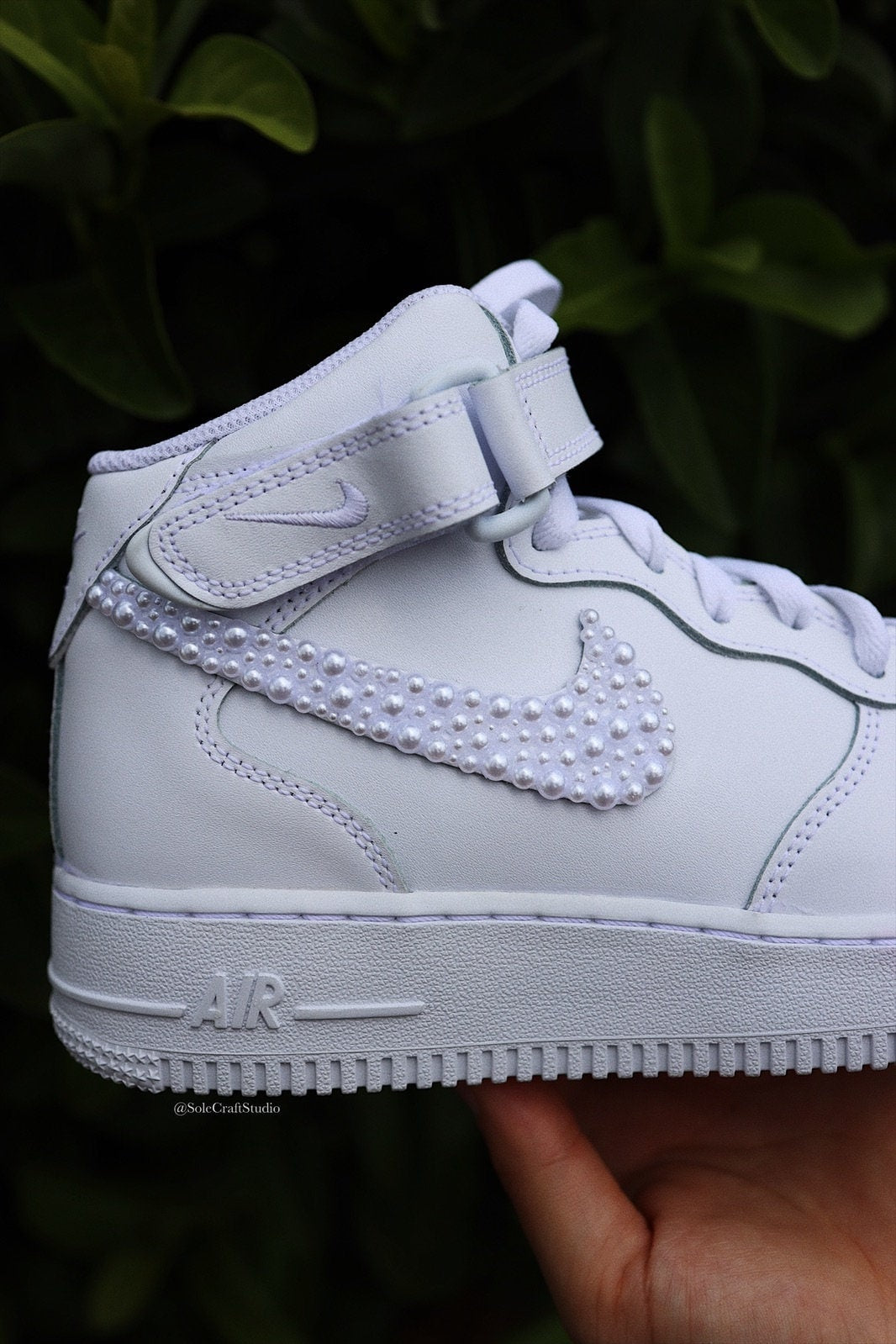 Mid-Top Leather Sneaker Pearls