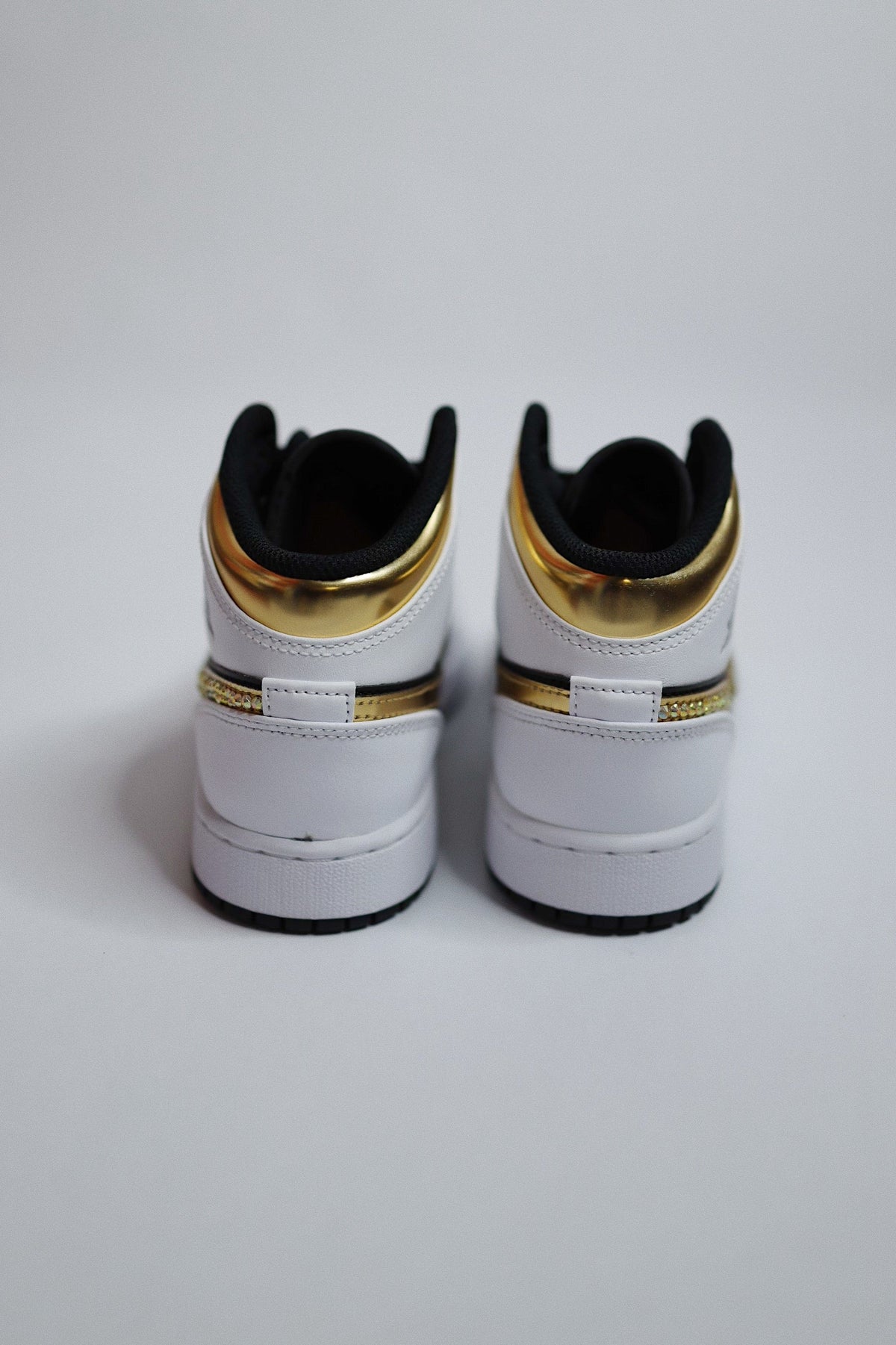 Retro High-Top Sneaker Black Gold Bling — Sample Pair
