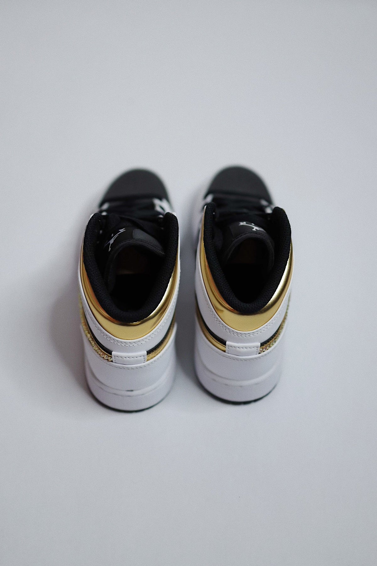 Retro High-Top Sneaker Black Gold Bling — Sample Pair